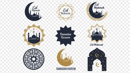 Ramadan Kareem Eid Mubarak Islamic holiday icons