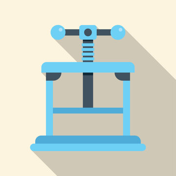 Industrial screw press machine for clamping or pressing processes, flat design vector