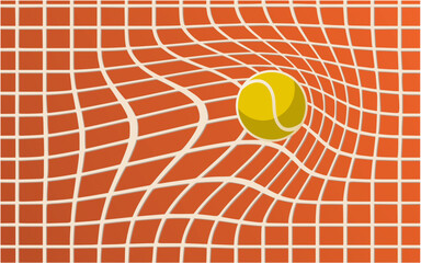 modern vector simple abstract sport background - tennis net with ball, red field,  cover or brochure geometric design template.