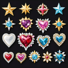 set of colorful stars