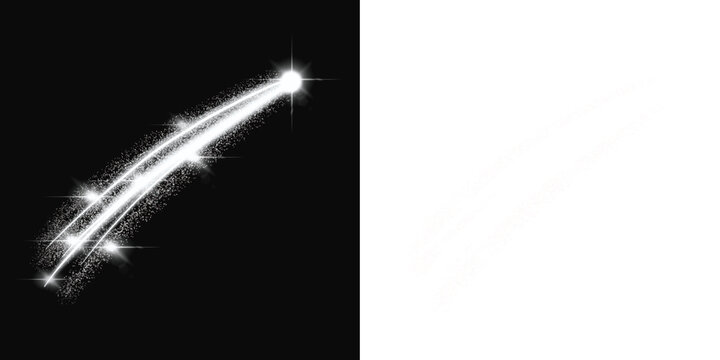 Bright Shooting Star Icon, Celestial Illustration on Transparent Background; PNG
