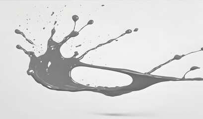 A gray paint splash bursts outward in a dynamic abstract design against a simple white background studio shot.