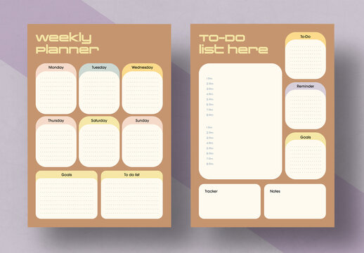 Minimal Weekly Planner Template, Daily To Do List & Productivity Planner Design