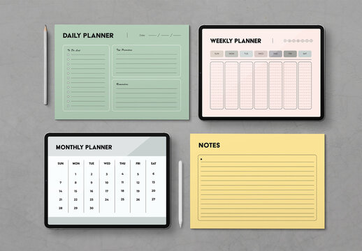 Minimal Daily Weekly Monthly Digital Planner Layout