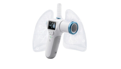 Modern portable spirometer featuring Bluetooth sync enabling virtual consultations and realtime respiratory data sharing with healthcare providers.