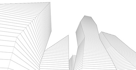 abstract architecture metropolis 3d illustration