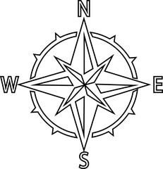 Obraz premium compass navigation icon of direction and orientation symbol of flat line vector illustrations, add compass rose, bearing, route, travel guide, black icon