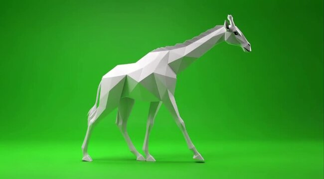 origami white giraffe with long folded neck,