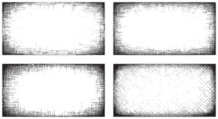 Geometric patterns with intersecting lines and shapes in black and white