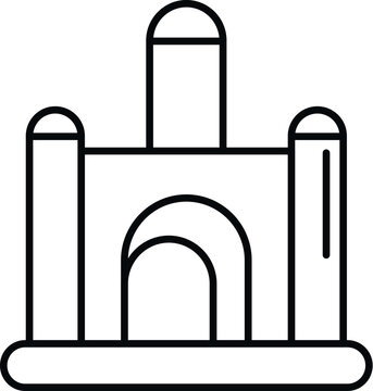 Bouncing castle line art outline representing children fun and game