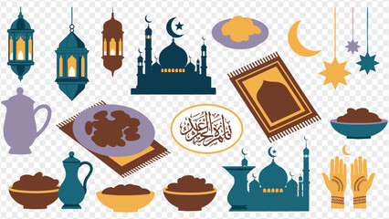 Ramadan kareem islamic eid al fitr decorative elements