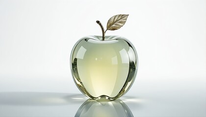Delicate Glass Apple Sculpture on White Background