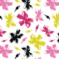 delicate pastel light floral pattern with paint strokes