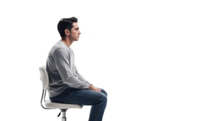 Individual sitting comfortably while focusing on a vision chart highlighting eye health assessment after prolonged digital screen exposure.