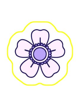 radioactive glowing animation of bold simple flower cartoon