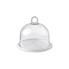 Obraz premium Transparent Glass Dome Cover with White Base and Metal Handle