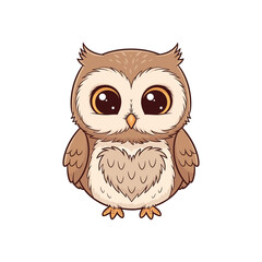 Naklejka premium Cute cartoon owl with heart shaped belly looking adorable