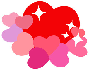 Red hearts composition with sparkles 