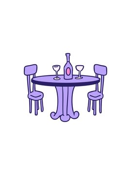 splitting effect animation of hand drawn cartoon doodle dinner table and drinks