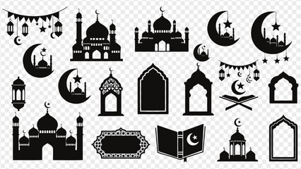 Ramadan Kareem Islamic symbols and mosque silhouettes