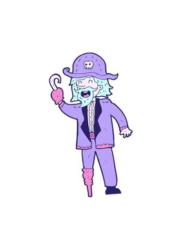 attention grabbing animation of cartoon pirate captain