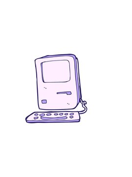 horizontally vibrating animation of cartoon of computer