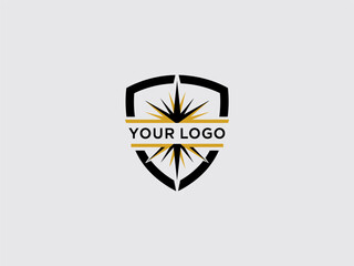 Stylized Page Shield Logo Design Template. © lutfi