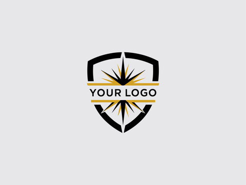 Stylized Page Shield Logo Design Template.