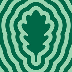 Concentric Oak Leaf Green Outlines Background