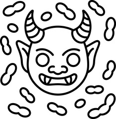 Evil Devil Face with Horns and Fiery Background