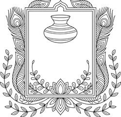 Ornate Frame with Vessel and Floral Design