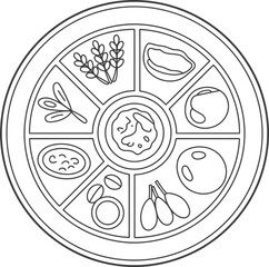 Healthy Food Plate Illustration with Fruits and Vegetables