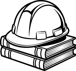 Hard Hat on Stack of Books Illustration