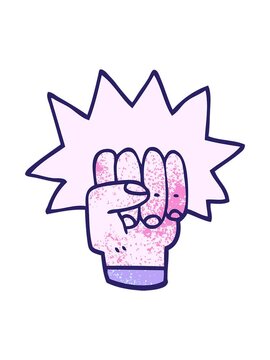 shine light effect animation of cartoon doodle punching fist