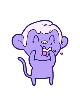 splitting motion animation of crazy cartoon monkey