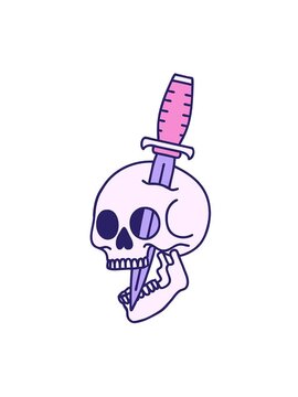 spinning motion animation of iconic tattoo style image of a skull