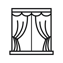 Window Curtain Line Art Vector, Minimalist Window Curtain Line Icon, Simple Hand Drawn Window Curtain Sketch