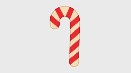 Obraz premium Simple cartoon illustration of a traditional red and white striped candy cane, a classic Christmas sweet treat icon.