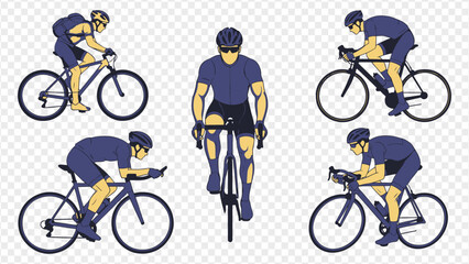 Cycling poses for athletes on bicycles