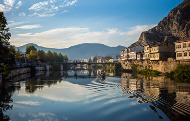 Amasya Turkey riverside Ottoman houses and bridge