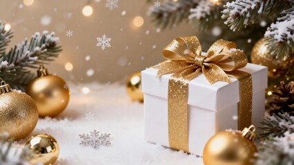 Christmas gift box with ornaments