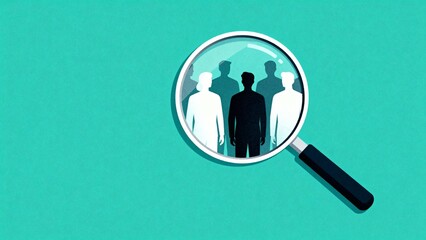 Magnifying glass over human silhouettes