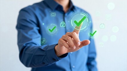 Person interacting with digital checkmark interface