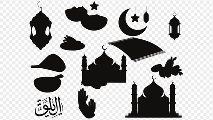 Ramadan Kareem Muslim symbols and icons