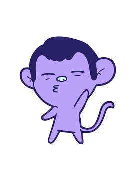 jiggle and pause animation of cartoon suspicious monkey