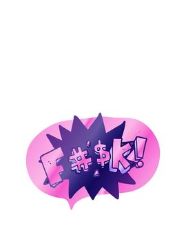 rise and float animation of freehand drawn speech bubble cartoon swearword