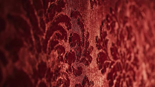 Close up of a decorative red patterned textile