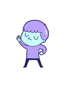 spinning motion animation of cartoon grumpy boy