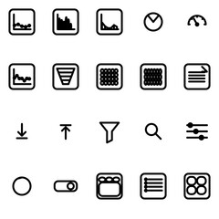 Access analytics & metrics UI icon set - rounded outline SVG sheet (20 icons)