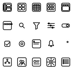 Admin layout & navigation structures UI icon set - rounded outline SVG sheet (20 icons)